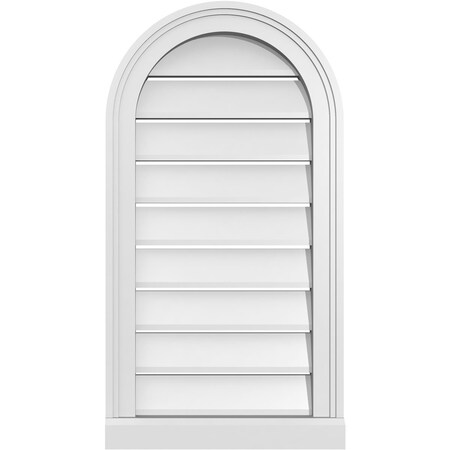 Ekena Millwork Round Top Surface Mount PVC Gable Vent: Functional, w/ 2"W x 2"P Brickmould Sill Frame, 16"W x 30"H GVPRT16X3003SF